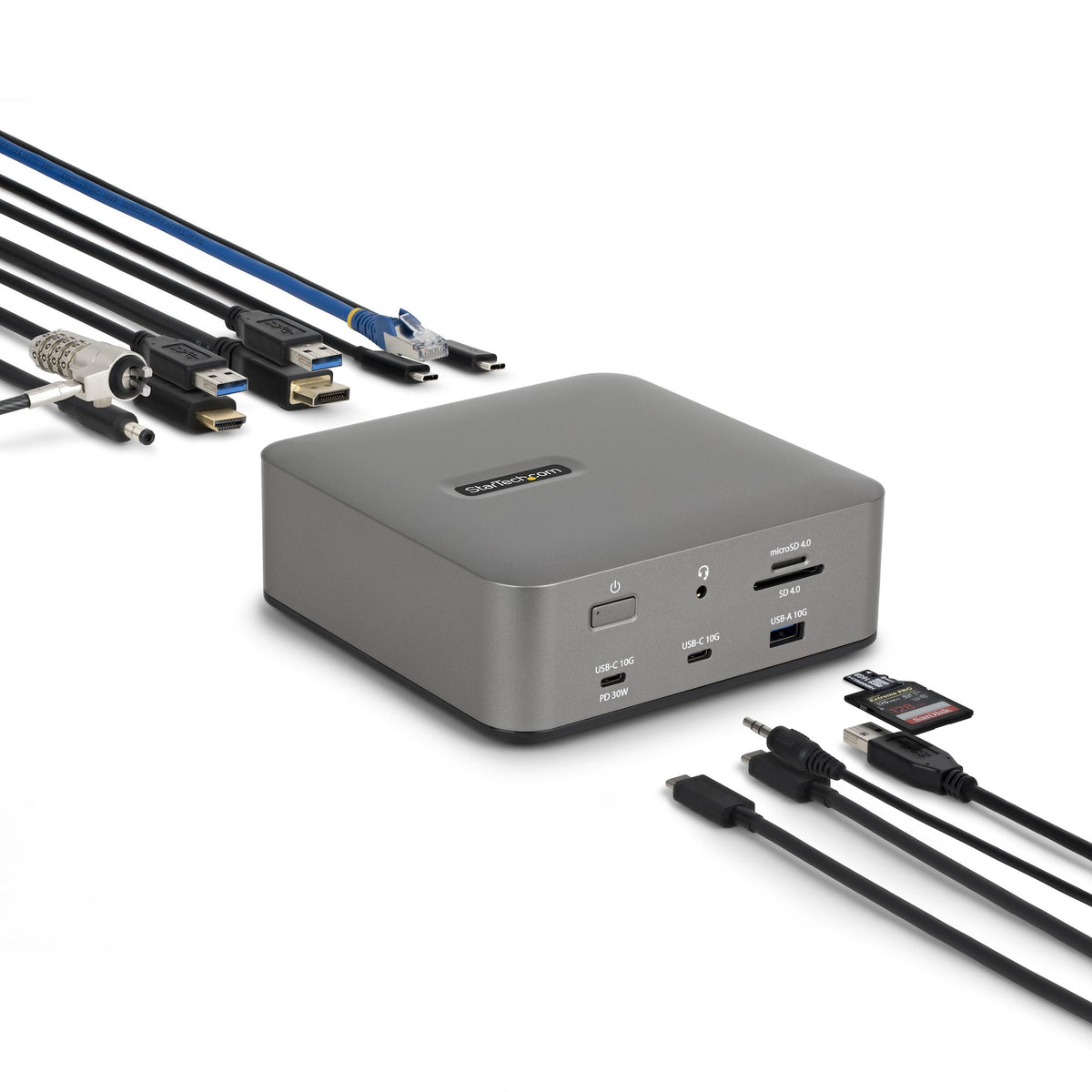 StarTech.com Thunderbolt 5 Universelle Dockingstation, Multi-Display Hub, 8K 60Hz oder 4K 144Hz, 120Gbps Bandbreitenverstärkung, 140W PD, 30W Handy-Ladung, USB 10Gbps, 2.5G LAN