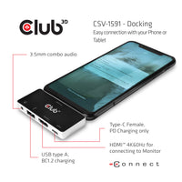CLUB3D CSV-1591 laptop-dockingstation & portreplikator Andocken USB 3.2 Gen 1 (3.1 Gen 1) Type-C Schwarz, Chrom