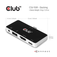 CLUB3D CSV-1591 laptop-dockingstation & portreplikator Andocken USB 3.2 Gen 1 (3.1 Gen 1) Type-C Schwarz, Chrom