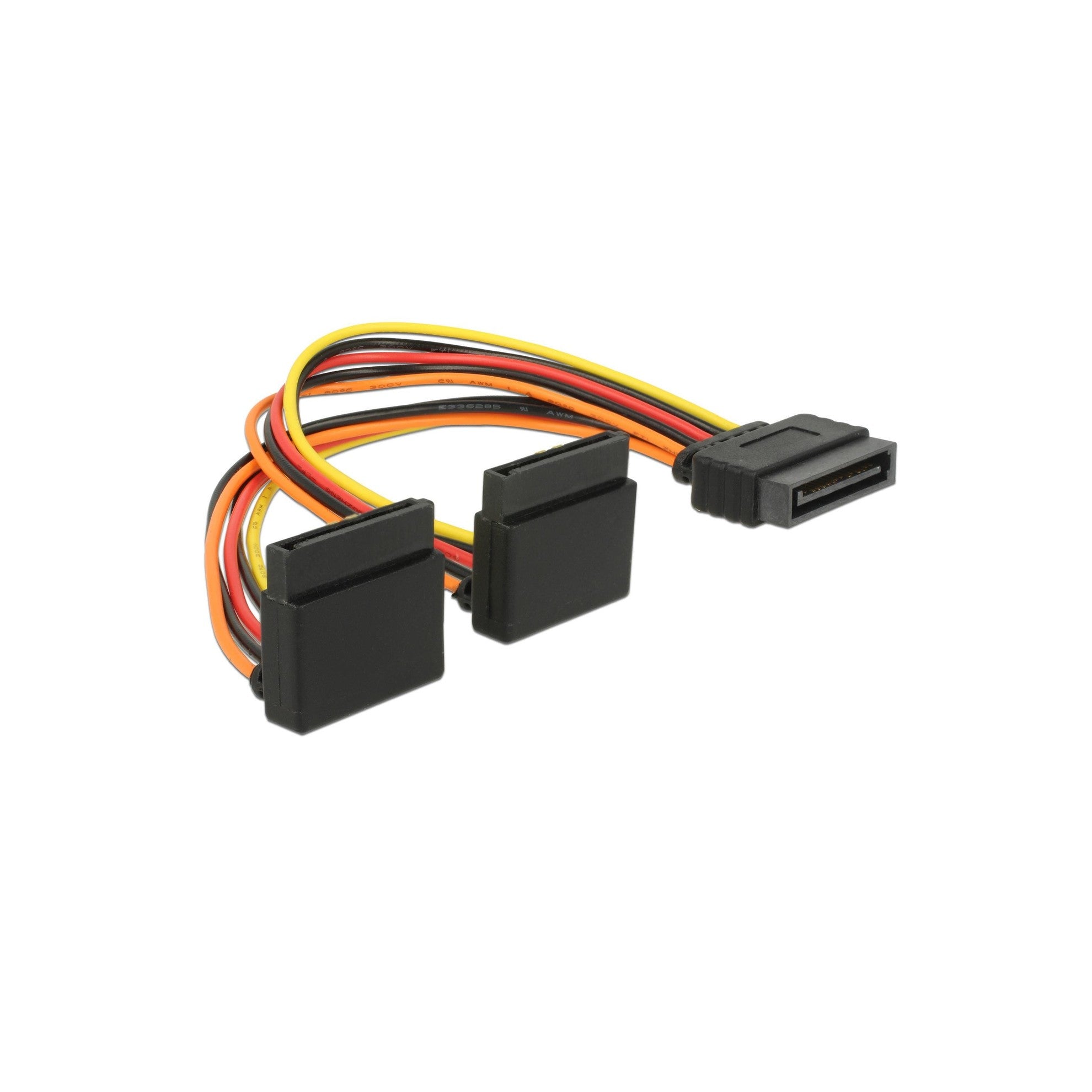 SATA zu 2x SATA Stromadapter, 90Â° gewinkelt