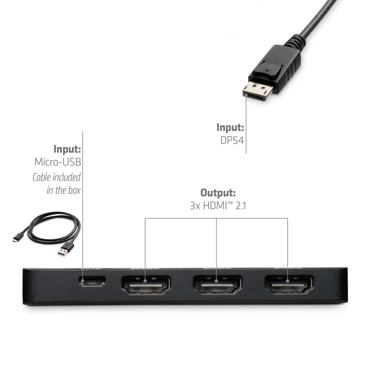 CLUB3D DisplayPort™ to Triple HDMI™ 8K60Hz Hub