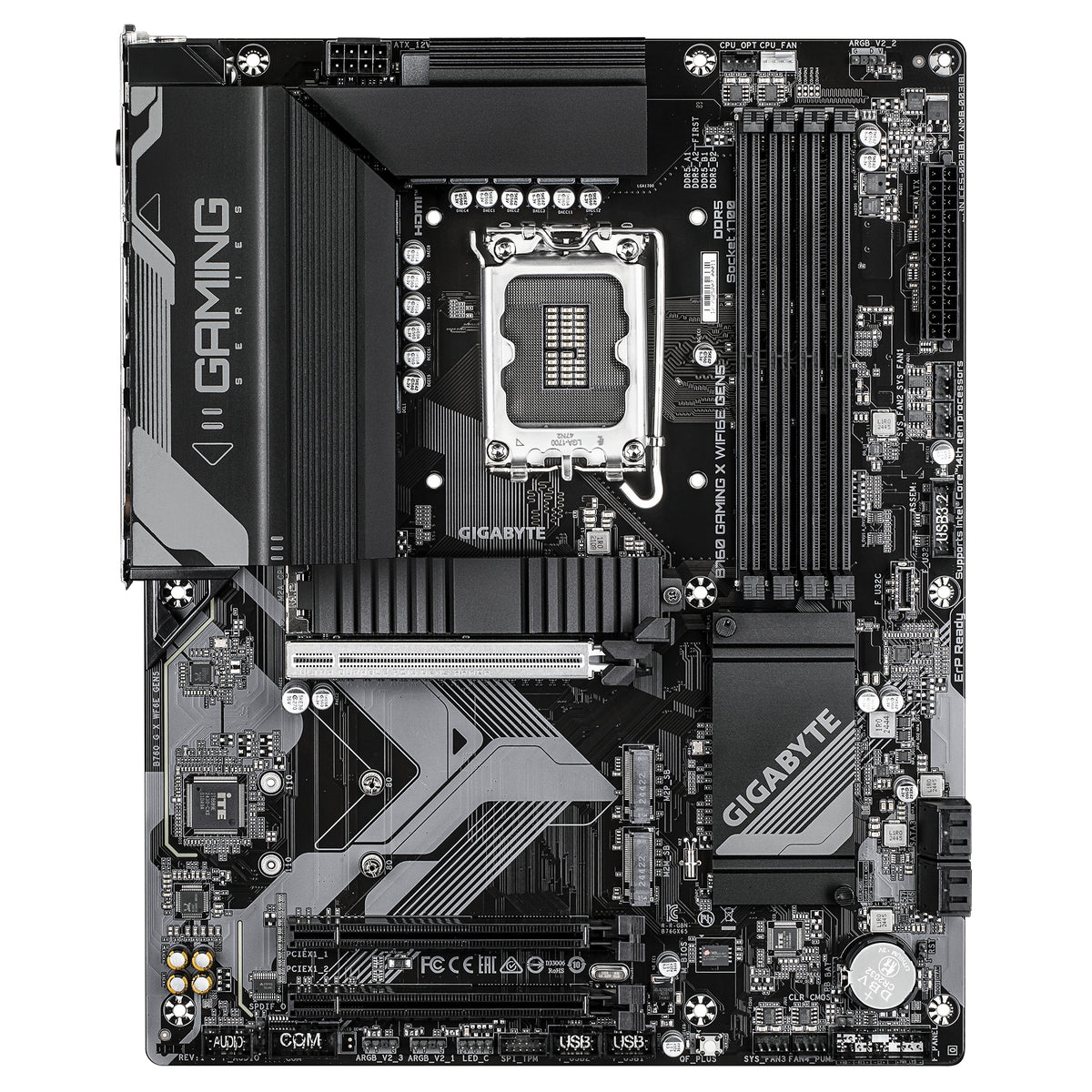 GIGABYTE B760 GAMING X WIFI6E GEN5 Mainboard – Unterstützt Intel Core Prozessoren der 14. Generation, 8+1+1 Phasen VRM, bis zu 5600 MHz DDR5, 3 x PCIe 4.0 M.2, Wi-Fi 6E, 2.5 GbE LAN, USB 3.2 Gen 2