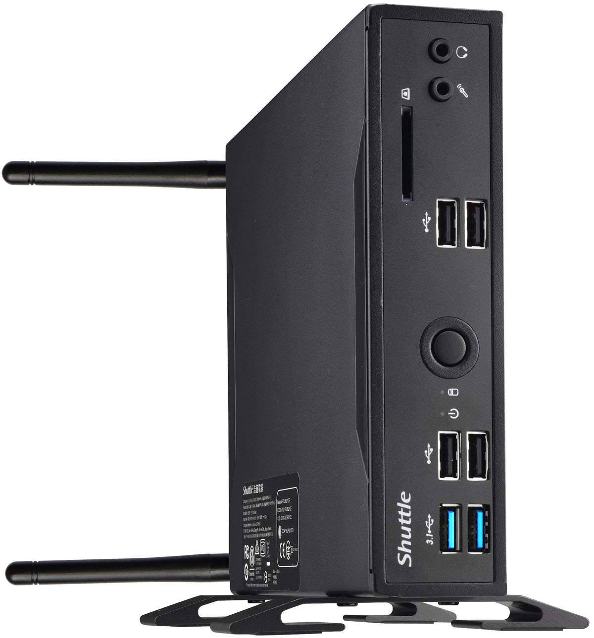 Shuttle XPC slim Barebone DS10U, Celeron 4205U, 1xHDMI, 1xDP, 1x VGA, 2x LAN, 1xCOM, 8x USB, sans ventilateur, fonctionnement continu 24/7