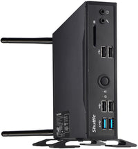 Shuttle XPC slim Barebone DS10U, Celeron 4205U, 1xHDMI, 1xDP, 1x VGA, 2x LAN, 1xCOM, 8x USB, sans ventilateur, fonctionnement continu 24/7