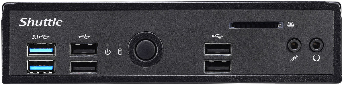 Shuttle XPC slim Barebone DS10U, Celeron 4205U, 1xHDMI, 1xDP, 1x VGA, 2x LAN, 1xCOM, 8x USB, sans ventilateur, fonctionnement continu 24/7