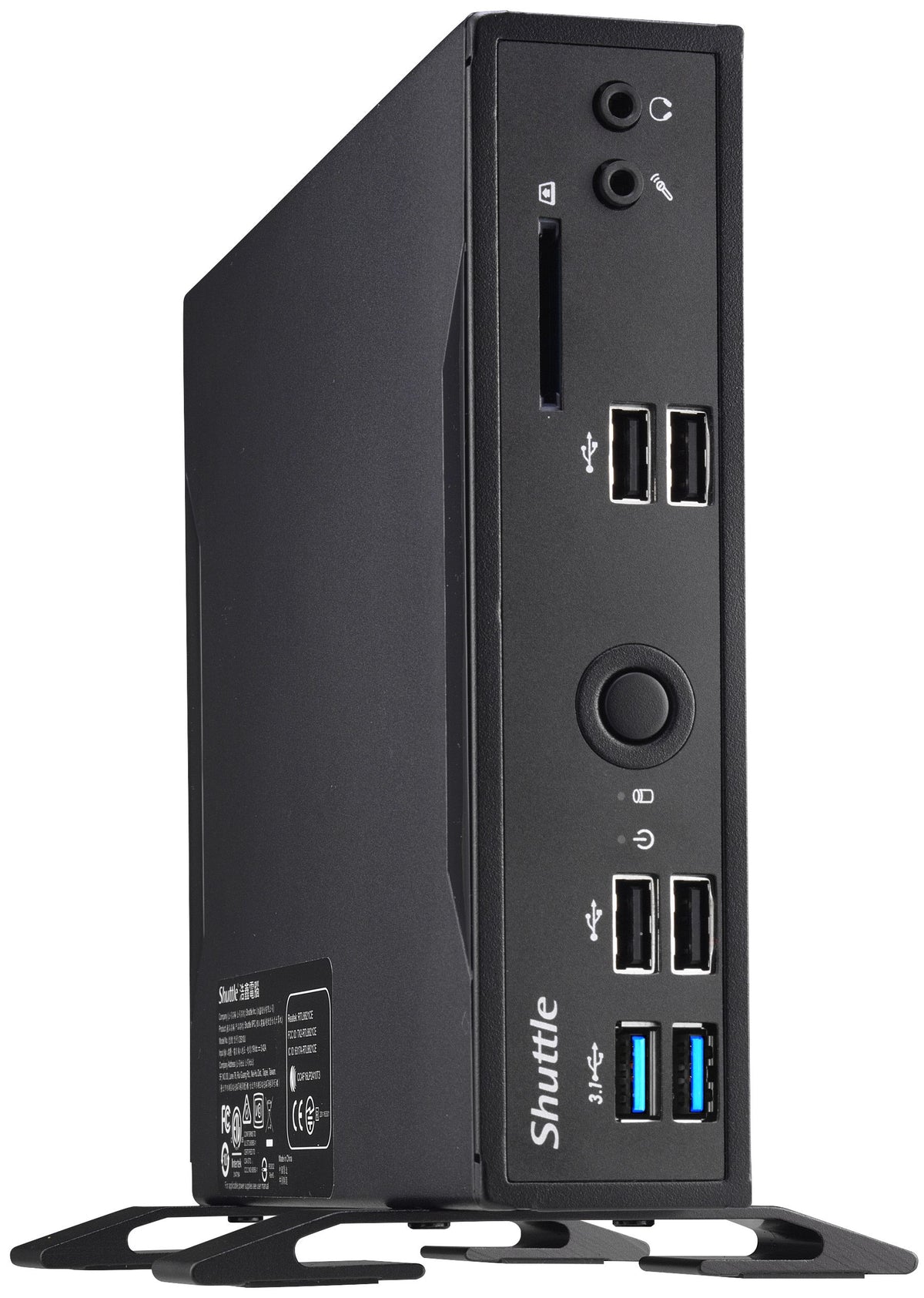 Shuttle XPC slim Barebone DS10U, Celeron 4205U, 1xHDMI, 1xDP, 1x VGA, 2x LAN, 1xCOM, 8x USB, sans ventilateur, fonctionnement continu 24/7