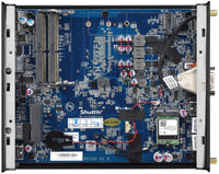 Shuttle XPC slim Barebone DS10U, Celeron 4205U, 1xHDMI, 1xDP, 1x VGA, 2x LAN, 1xCOM, 8x USB, sans ventilateur, fonctionnement continu 24/7