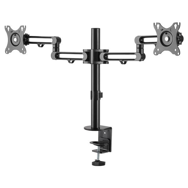 StarTech.com Doppel Monitorarm zur Tischmontage - Schreibtischklemme - VESA-kompatible Monitorhalterung für bis zu 32-Zoll-Displays - Ergonomischer Gelenkmonitorarm - höhenverstellbar/neigbar/drehbar