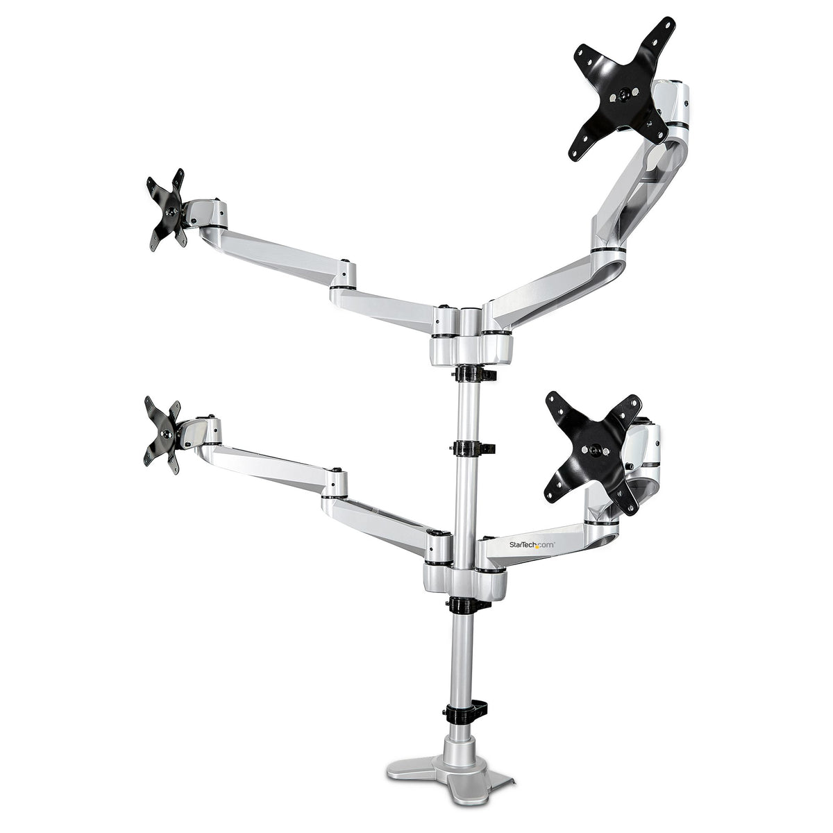 StarTech.com Vierfach-Monitorarm - Premium Gelenkige Monitor Halterung 2x2 für VESA-Bildschirme bis 30" (11,3kg) - Höhenverstellbar - Neig-/Schwenk-/Drehbar - Tischklemme/Tischlochmontage