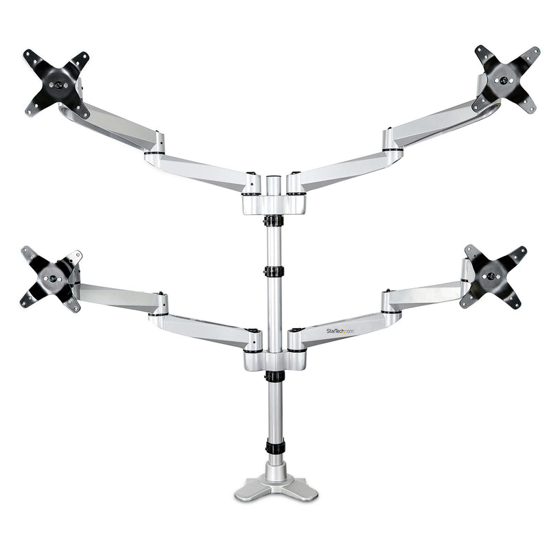 StarTech.com Vierfach-Monitorarm - Premium Gelenkige Monitor Halterung 2x2 für VESA-Bildschirme bis 30" (11,3kg) - Höhenverstellbar - Neig-/Schwenk-/Drehbar - Tischklemme/Tischlochmontage