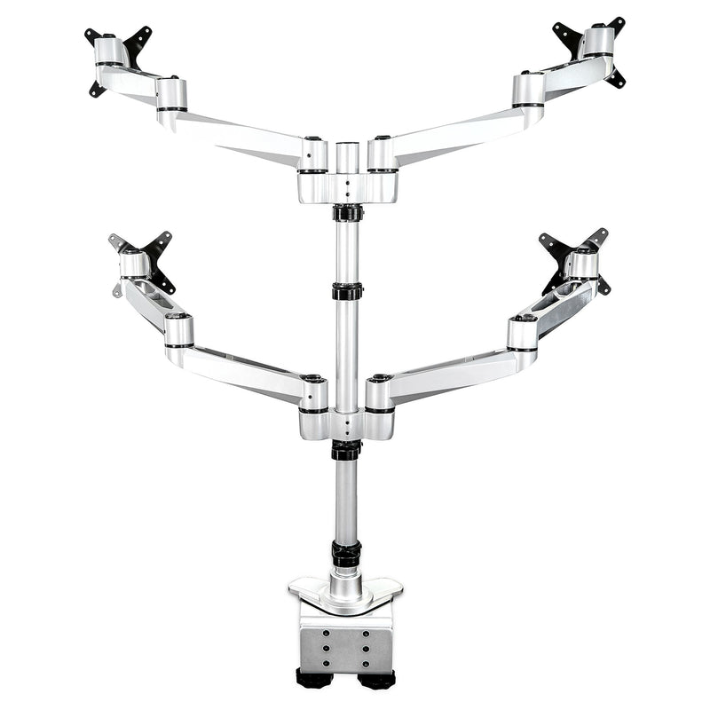 StarTech.com Vierfach-Monitorarm - Premium Gelenkige Monitor Halterung 2x2 für VESA-Bildschirme bis 30" (11,3kg) - Höhenverstellbar - Neig-/Schwenk-/Drehbar - Tischklemme/Tischlochmontage
