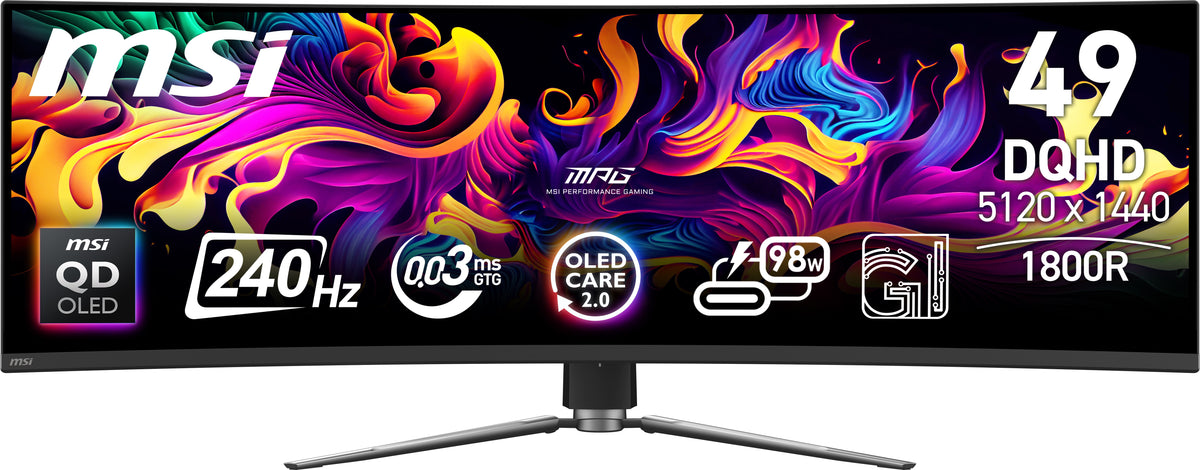 MSI MPG 491CQPX QD-OLED Computer Monitor 124.5 cm (49") 5120 x 1440 Pixels Dual QHD Black