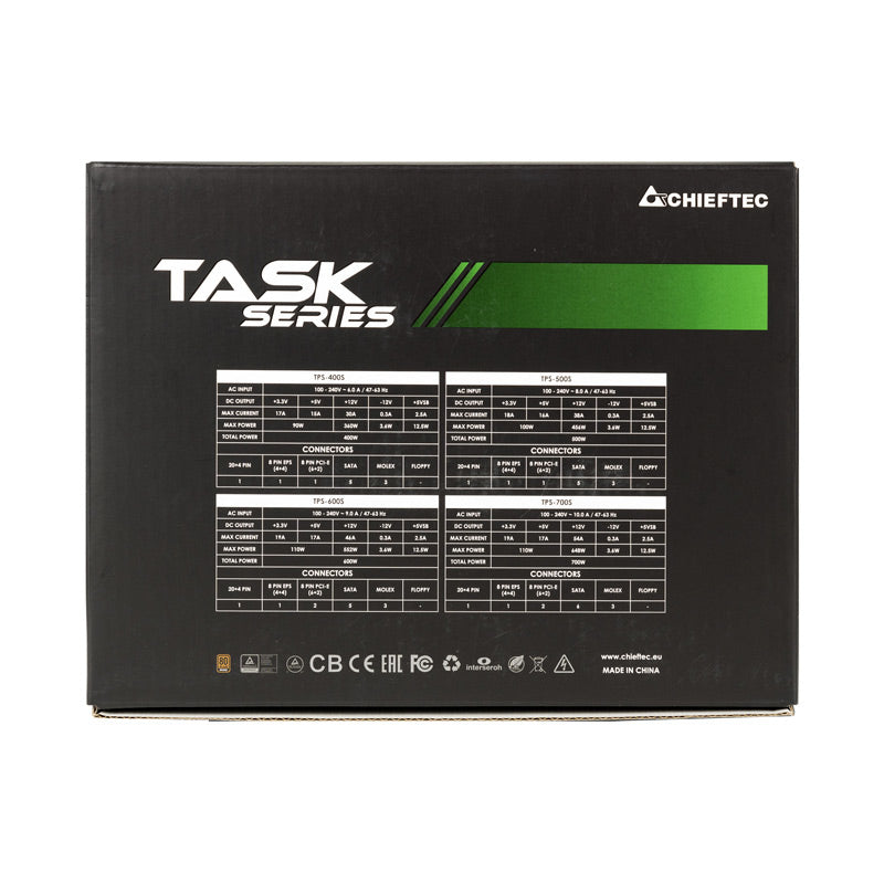 Chieftec Task TPS-600S Netzteil 600 W 20+4 pin ATX ATX Schwarz