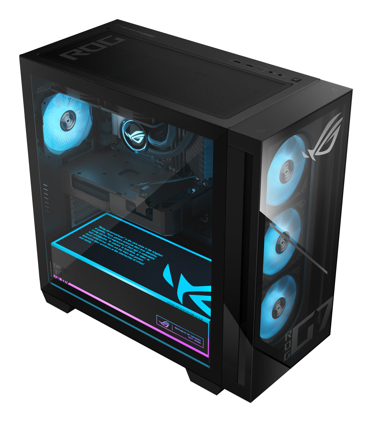 ASUS ROG G700 GM700TZ-R9700X273W AMD Ryzen™ 7 9700X 32 GB DDR5-SDRAM 1 TB SSD AMD Radeon RX 9070 XT Windows 11 Home Tower PC Flüssigkeitskühlsystem Schwarz