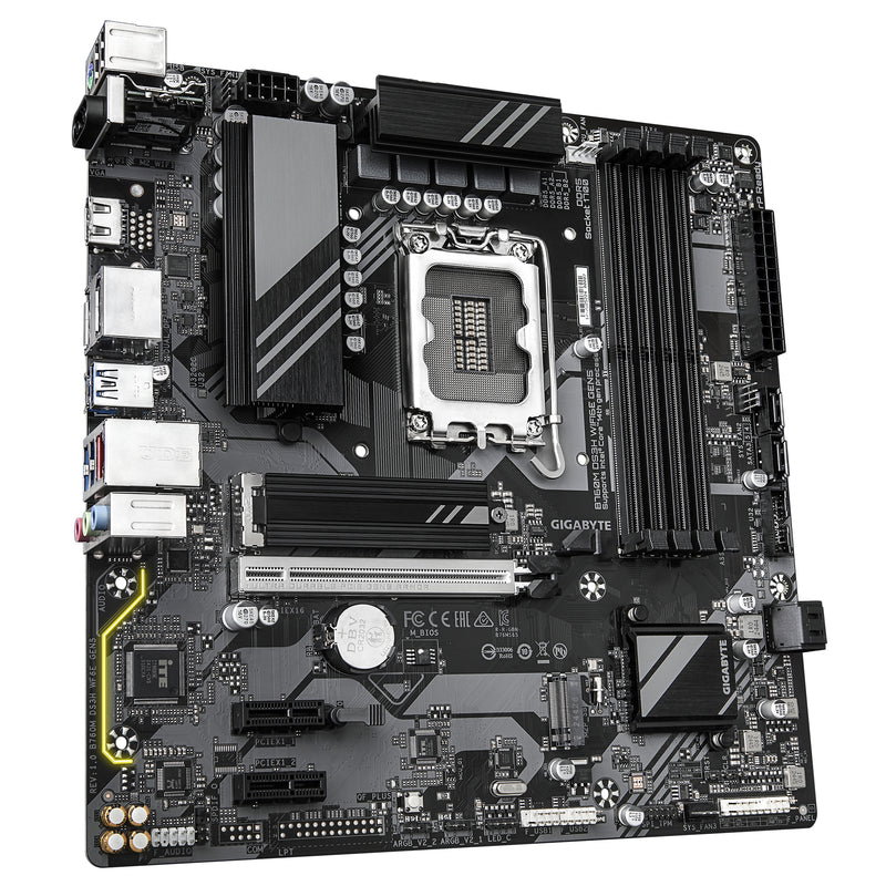 GIGABYTE B760M DS3H WIFI6E GEN5 Mainboard – Unterstützt Intel Core Prozessoren der 14. Generation, 6+2+1 Phasen Digital-VRM, bis zu 5600 MHz DDR5, 2 x PCIe 4.0 M.2, Wi-Fi 6E, 2.5 GbE LAN, USB 3.2 Gen2