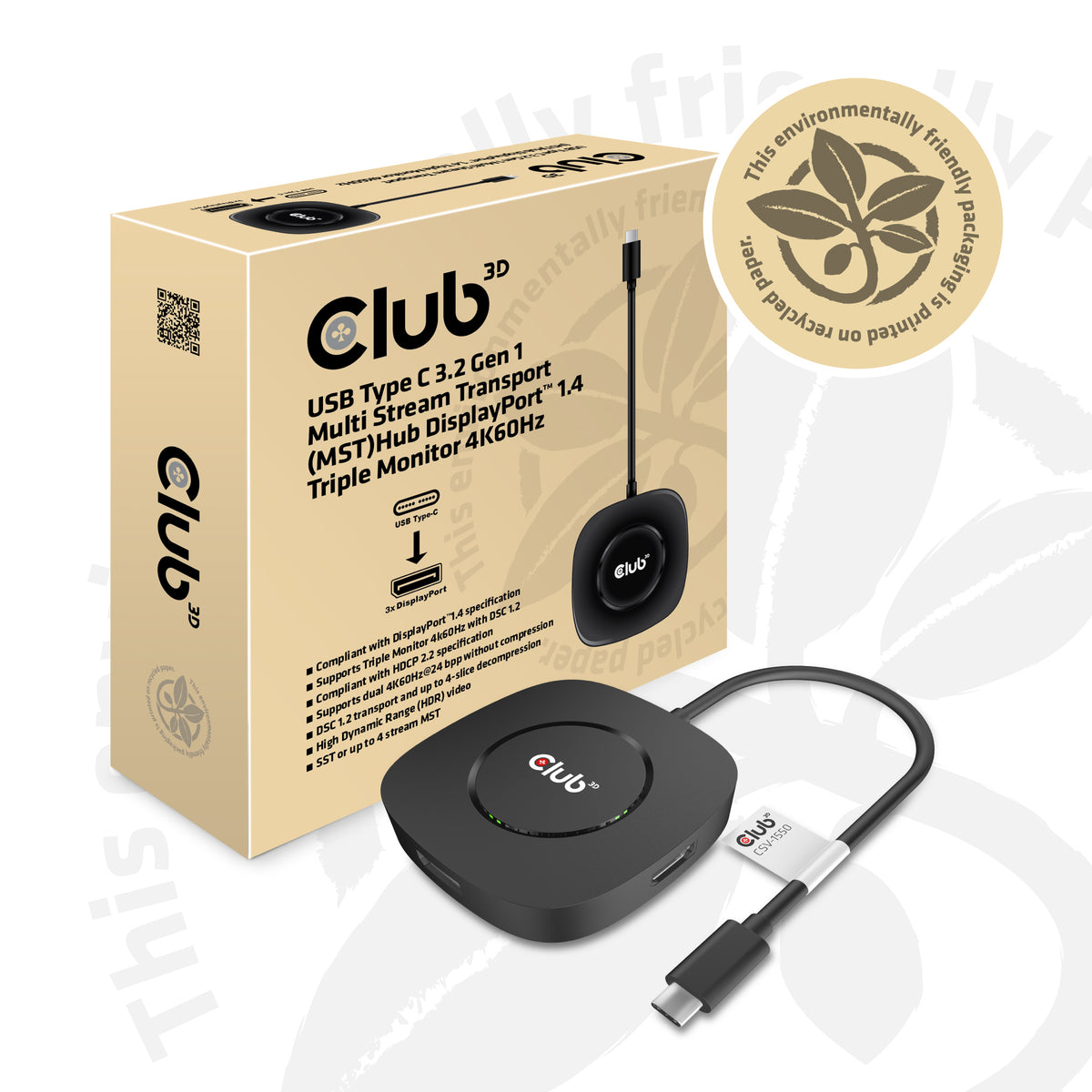 CLUB3D CSV-1550 laptop-dockingstation & portreplikator Kabelgebunden USB 3.2 Gen 1 (3.1 Gen 1) Type-C Schwarz