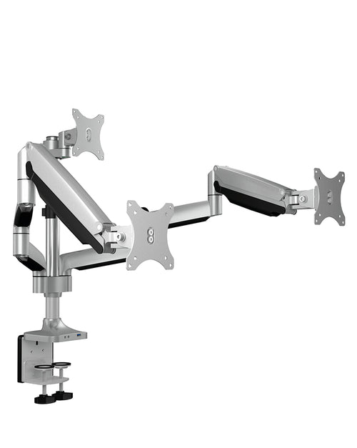 ICY BOX IB-MS505-TI, Monitorständer mit Tischhalterung für drei Monitore bis zu 32’’ (81 cm) und USB/Audio Unterstützung