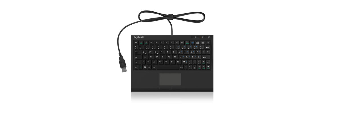 KeySonic ACK-3410 (DE) Super-Mini Tastatur, Smart-Touchpad, USB, schwarz