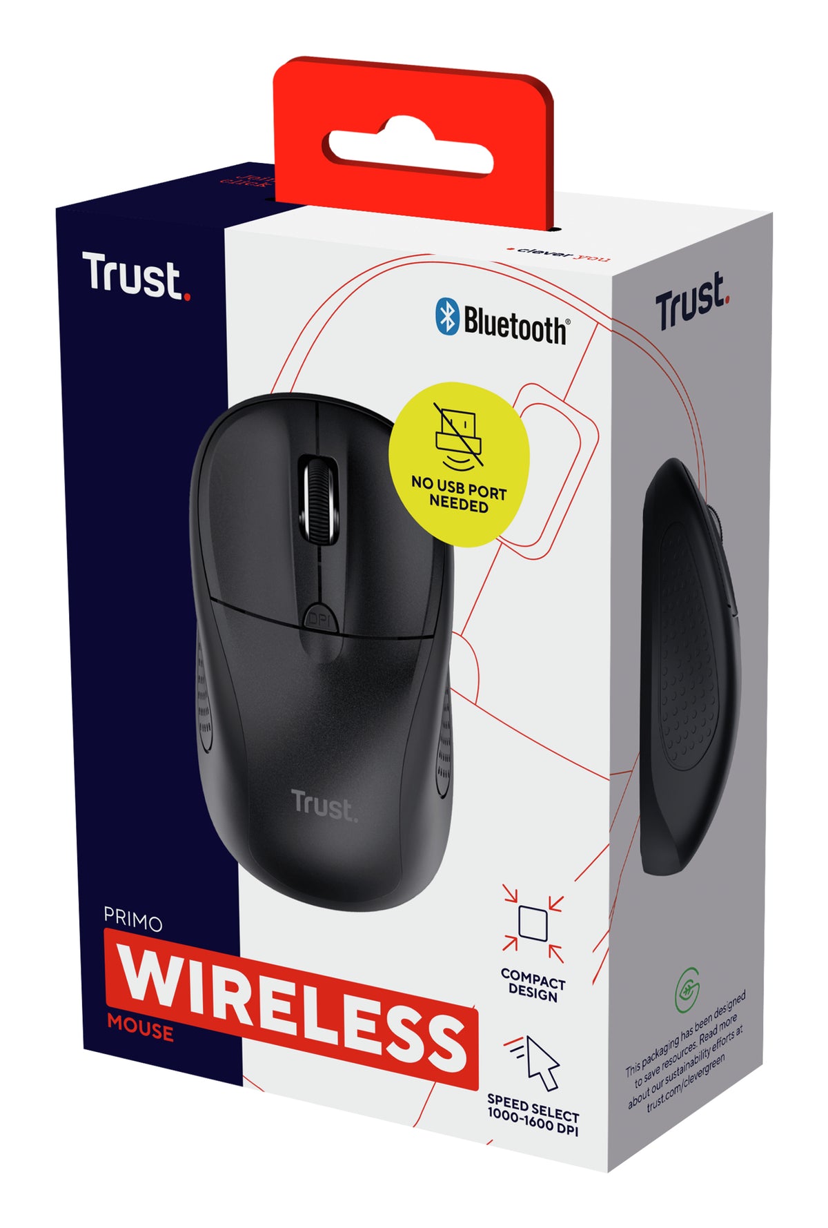 Trust Primo Maus Reisen Beidhändig Bluetooth Optisch 1600 DPI