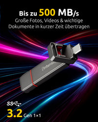Intenso 3850450 Externes Solid State Drive 500 GB USB Type-A / USB Type-C 3.2 Gen 1 (3.1 Gen 1) Anthrazit