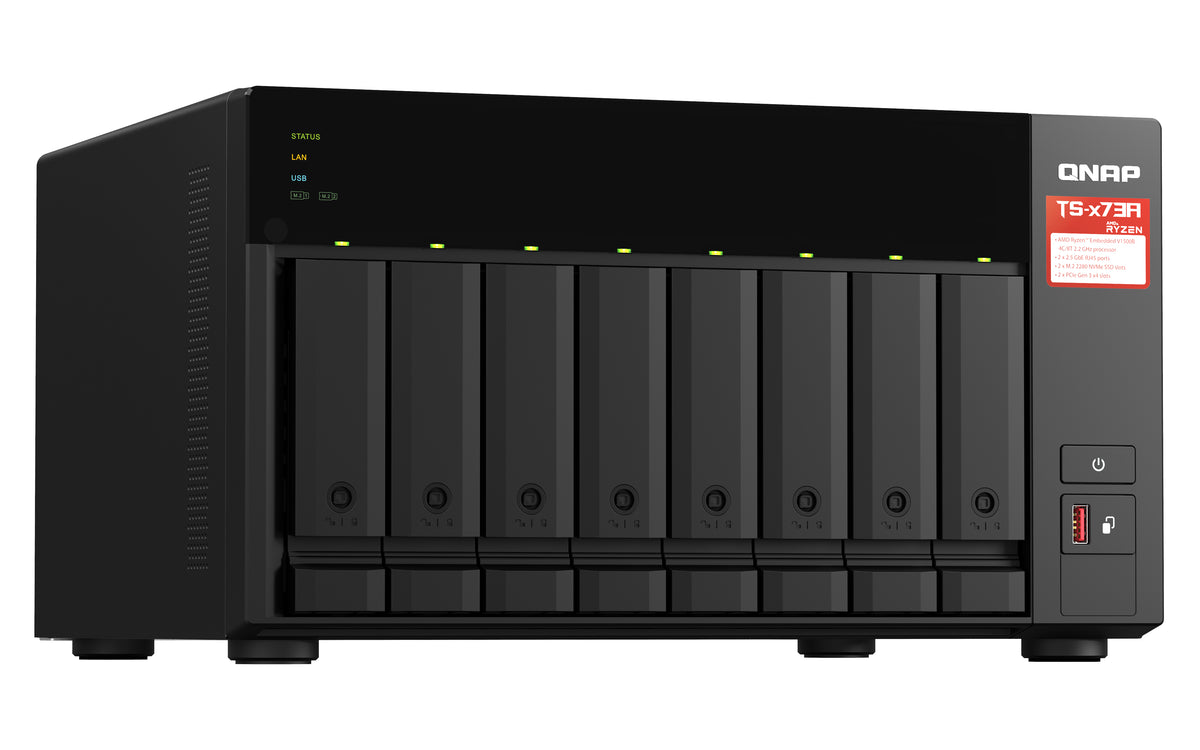 QNAP TS-873A NAS Tower Ryzen Embedded V1500B 8 GB DDR4 0 TB QuTS hero Schwarz