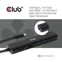 CLUB3D USB type C 7in1 Hub HDMI 4K60Hz SD TF Card slot 2x USB Type A USB Type C PD RJ45