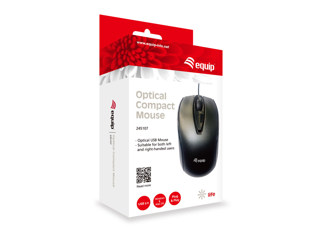 Equip 245107 Maus Büro Beidhändig USB Typ-A Optisch 1000 DPI