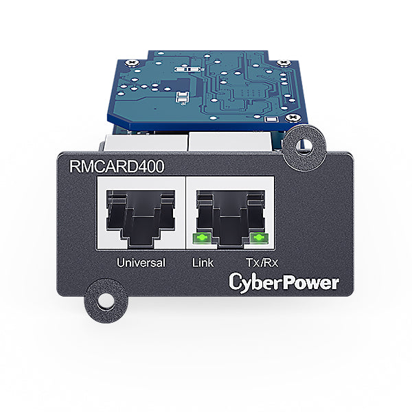 CyberPower RMCARD400 Netzwerkkarte 1GB, IPv4/v6, SNMPv1/v3, HTTP/HTTPs, TCP/IP, UDP, DHCP, NTP, DNS, SMTP, SSH, SSL, TLS, Telnet, FTP und Syslog, komp. mit ext. Sensor (Optional), für Expansion Port
