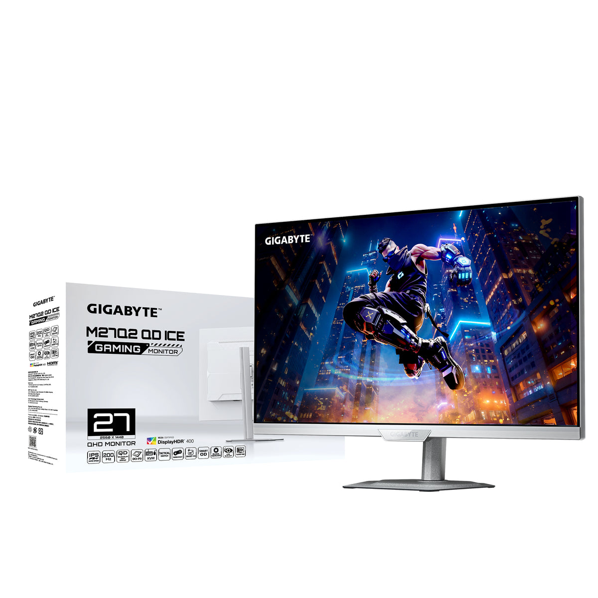 GIGABYTE M27Q2 QD ICE 27” QHD Gaming-Monitor - 2560 x 1440, 200Hz, 1ms, 350 cd/m², FreeSync Premium, Display HDR400, HDMI 2.0, DisplayPort 1.4