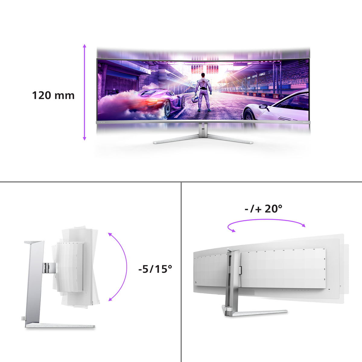 Philips Evnia 8000 49M2C8900/00 Computerbildschirm 124,2 cm (48.9") 5120 x 1440 Pixel Dual QHD QD-OLED Weiß