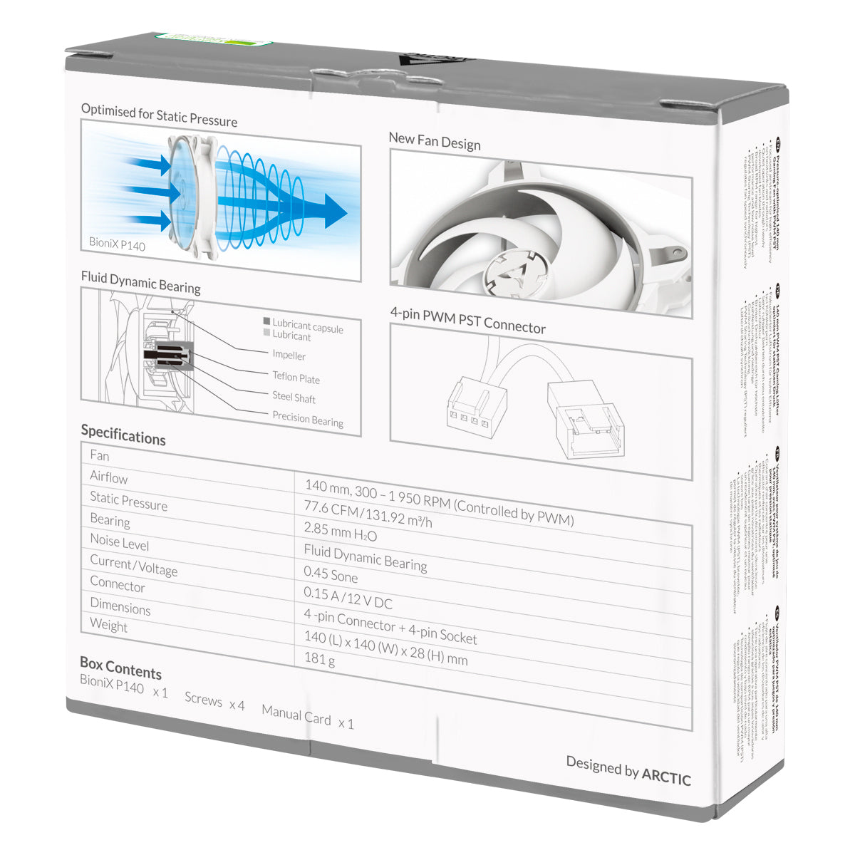 ARCTIC BioniX P140 (Grau/Weiß) - 140 mm PWM PST Gaming Lüfter optimiert für statischen Druck