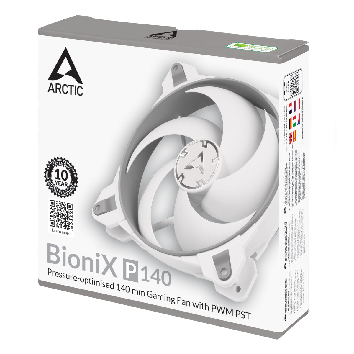 ARCTIC BioniX P140 (Grau/Weiß) - 140 mm PWM PST Gaming Lüfter optimiert für statischen Druck