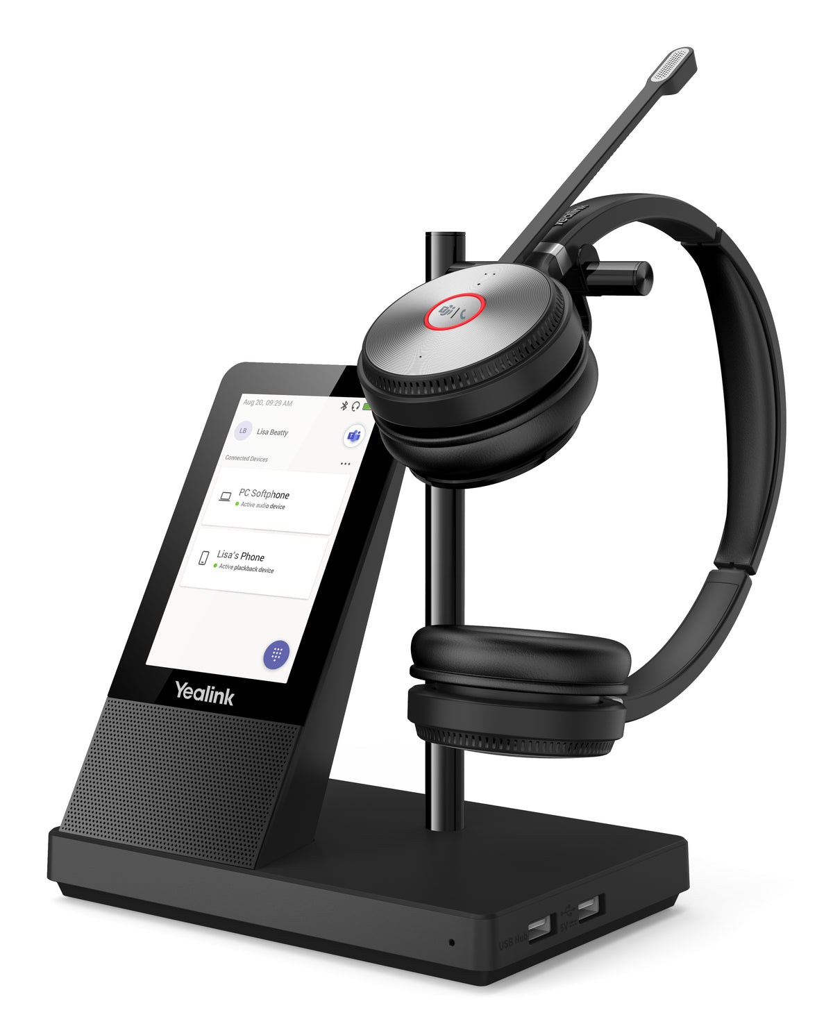 Yealink WH66 Dual Teams Persönliches Audio-Konferenzsystem Kabellos Kopfband Büro/Callcenter USB Typ-A Bluetooth Ladestation Schwarz