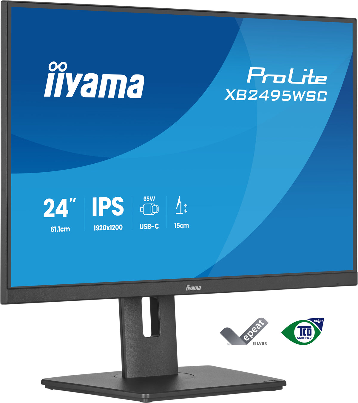 iiyama ProLite XB2495WSC-B1 Écran d'ordinateur 61,2 cm (24.1") 1920 x 1200 pixels WUXGA LED Noir