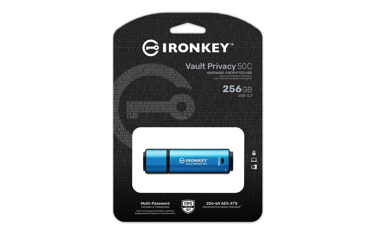 Kingston Technology IronKey 256GB USB-C Vault Privacy 50C AES-256 verschlüsselter, FIPS 197