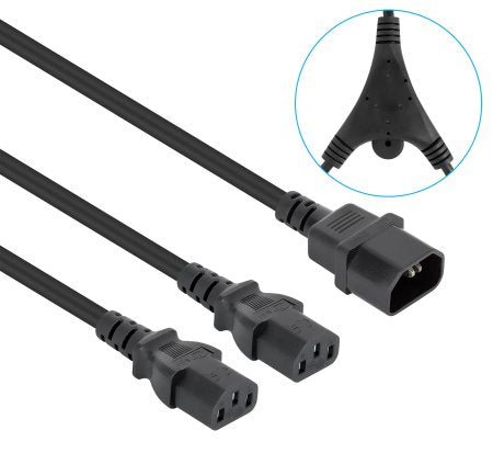 Manhattan 157469 Stromkabel Schwarz 1,8 m C14-Koppler 2 x C13-Koppler