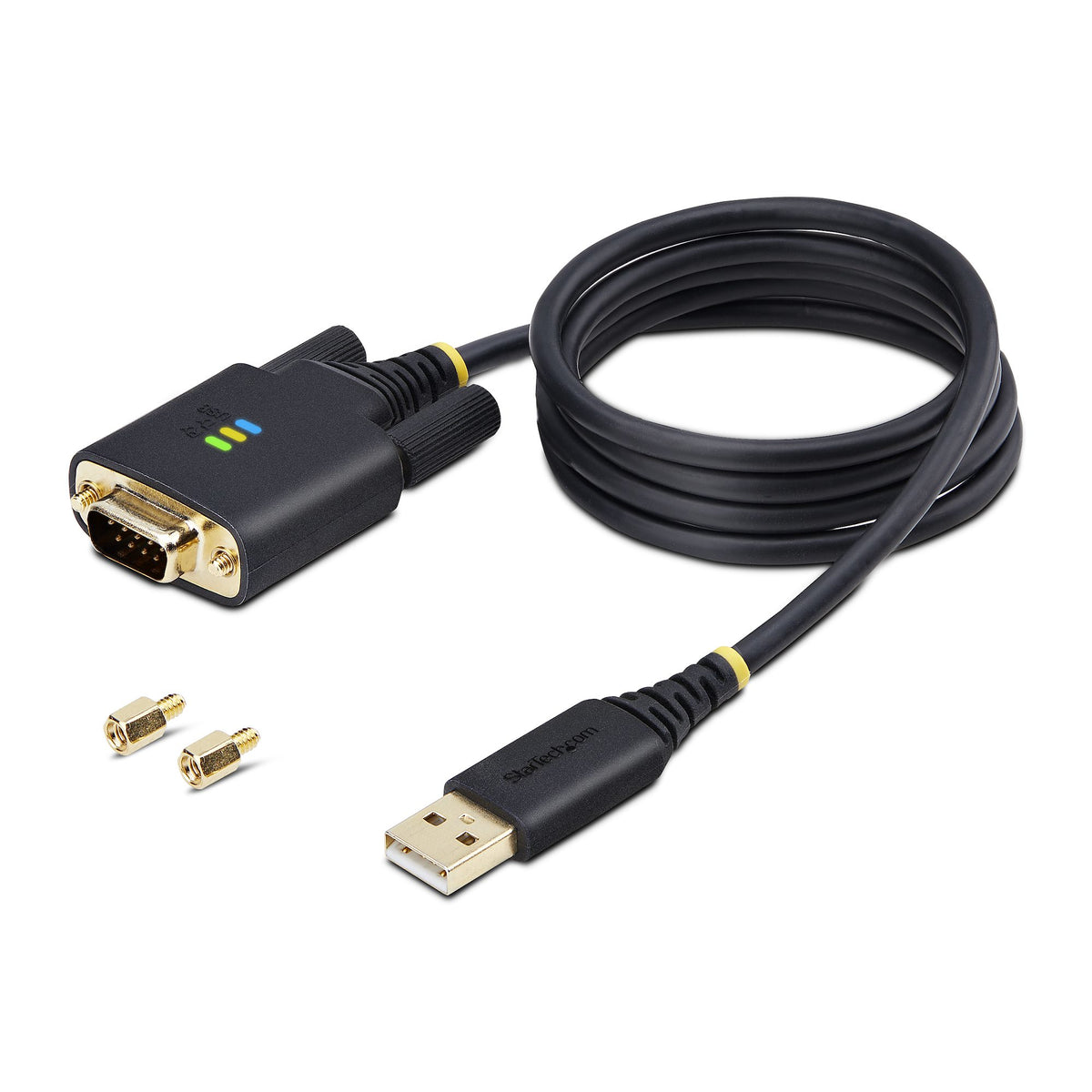 StarTech.com 1m USB Seriell Adapterkabel, USB-A auf DB9 RS232, FTDI, COM Retention, LED, wechselbare DB9 Schrauben und Muttern, ESD-Schutz, Windows, macOS und Linux