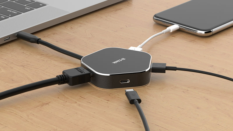 D-Link DUB-M420 laptop-dockingstation & portreplikator Kabelgebunden Thunderbolt 3 Aluminium, Schwarz