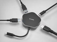 D-Link DUB-M420 laptop-dockingstation & portreplikator Kabelgebunden Thunderbolt 3 Aluminium, Schwarz