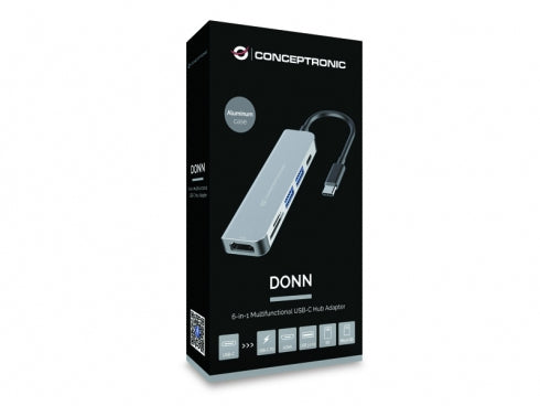 Conceptronic DONN02G laptop-dockingstation & portreplikator USB 3.2 Gen 1 (3.1 Gen 1) Type-C Aluminium