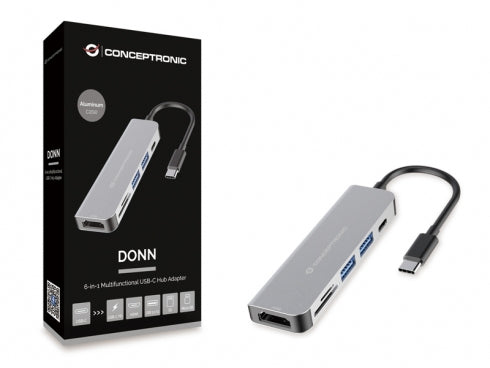 Conceptronic DONN02G laptop-dockingstation & portreplikator USB 3.2 Gen 1 (3.1 Gen 1) Type-C Aluminium