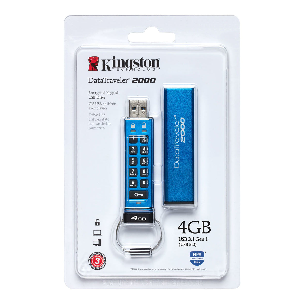 Kingston Technology DataTraveler 2000 USB-Stick 128 GB USB Typ-A 3.2 Gen 2 (3.1 Gen 2) Blau