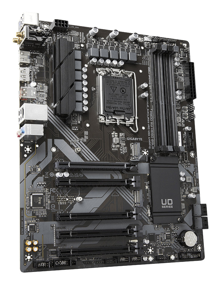 GIGABYTE B760 DS3H AX DDR4 Mainboard - Unterstützt Intel Core Prozessoren der 14. Generation, 8+2+1 Phasen digitales VRM, bis zu 5333MHz DDR4 (OC), 2x PCIe 4.0 M.2, Wi-Fi 6E, GbE LAN, USB 3.2 Gen 2