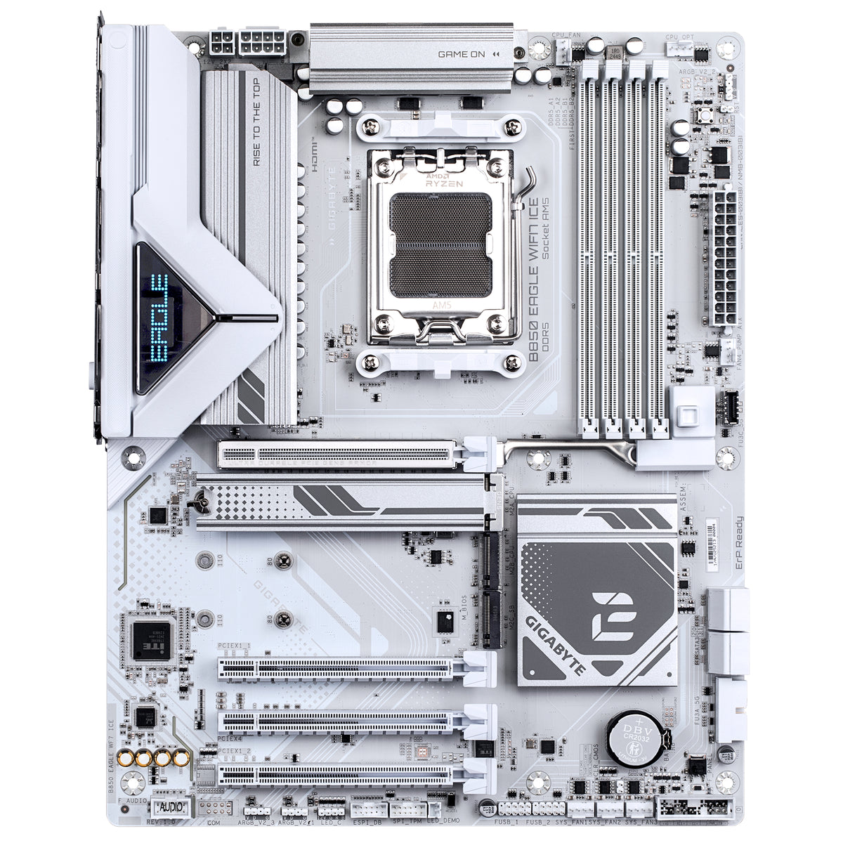 GIGABYTE B850 EAGLE WIFI7 ICE Mainboard – AMD Ryzen 9000 Serie Prozessoren, digitales 8+2+2 Phasen VRM, bis zu 8200 MHz DDR5 (O.C.), 1x PCIe 5.0 + 2x PCIe 4.0 M.2, Wi-Fi 7, 2.5 GbE LAN, USB 3.2 Gen 2