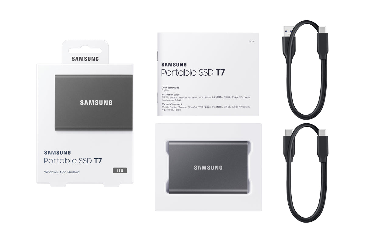 Samsung Portable SSD T7 1 TB USB Typ-C 3.2 Gen 2 (3.1 Gen 2) Grau
