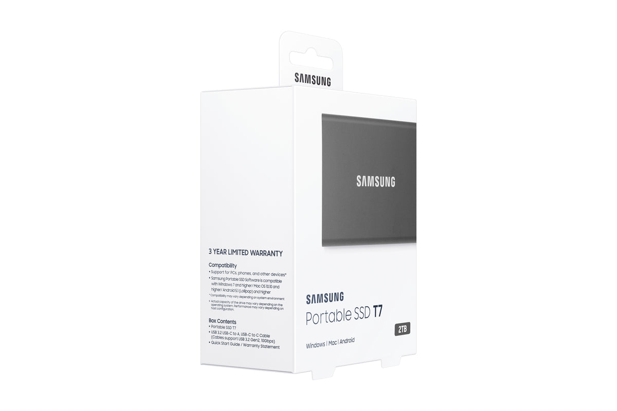 Samsung Portable SSD T7 2 TB USB Typ-C 3.2 Gen 2 (3.1 Gen 2) Grau