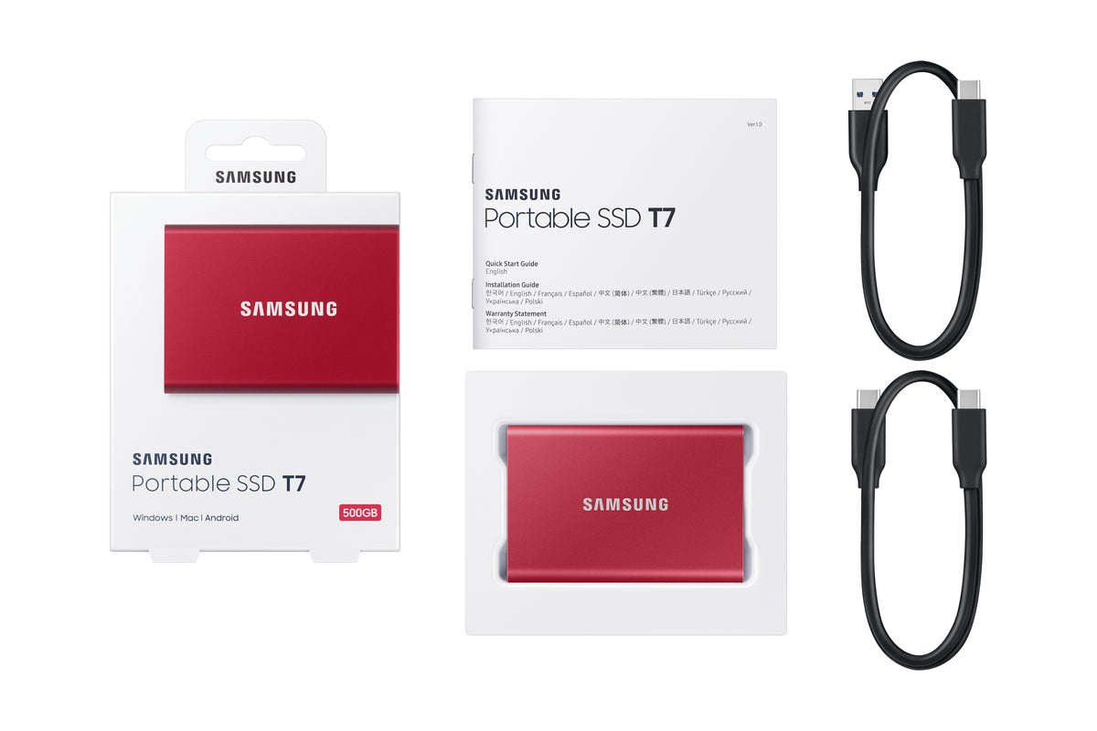 Samsung Portable SSD T7 500 Go USB Type-C 3.2 Gen 2 (3.1 Gen 2) Rouge