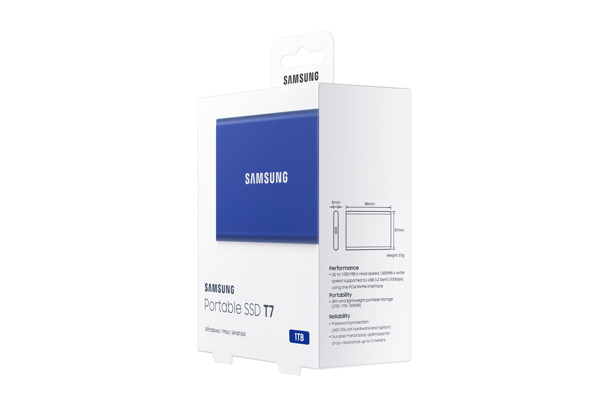 Samsung Portable SSD T7 1 TB USB Typ-C 3.2 Gen 2 (3.1 Gen 2) Blau