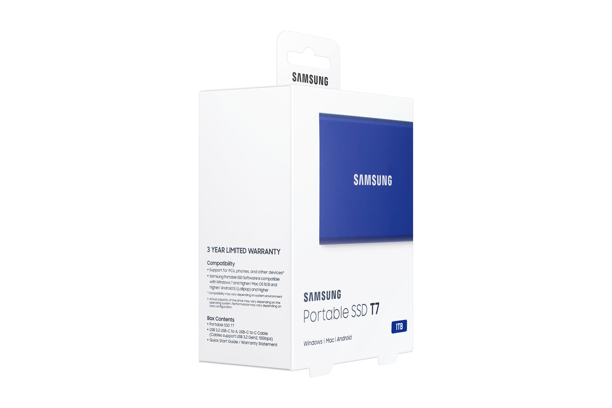 Samsung Portable SSD T7 1 TB USB Typ-C 3.2 Gen 2 (3.1 Gen 2) Blau