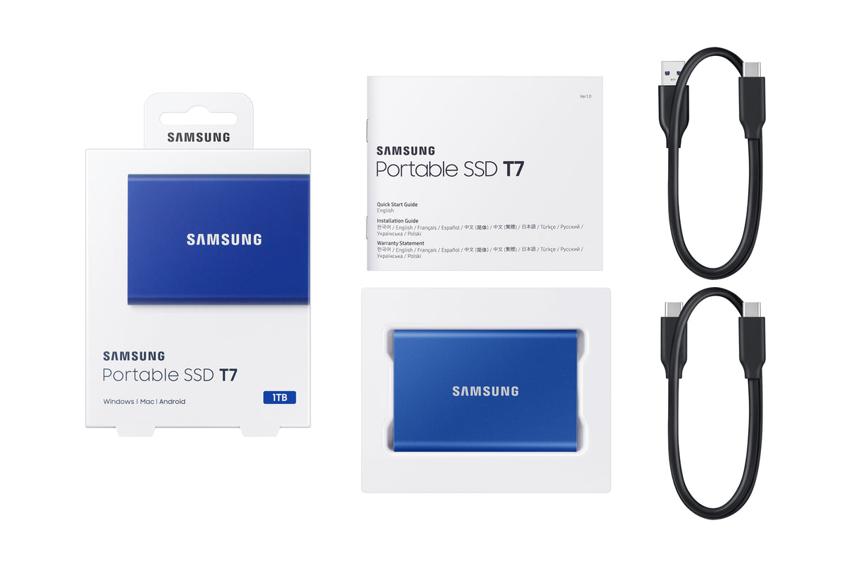 Samsung Portable SSD T7 1 TB USB Typ-C 3.2 Gen 2 (3.1 Gen 2) Blau